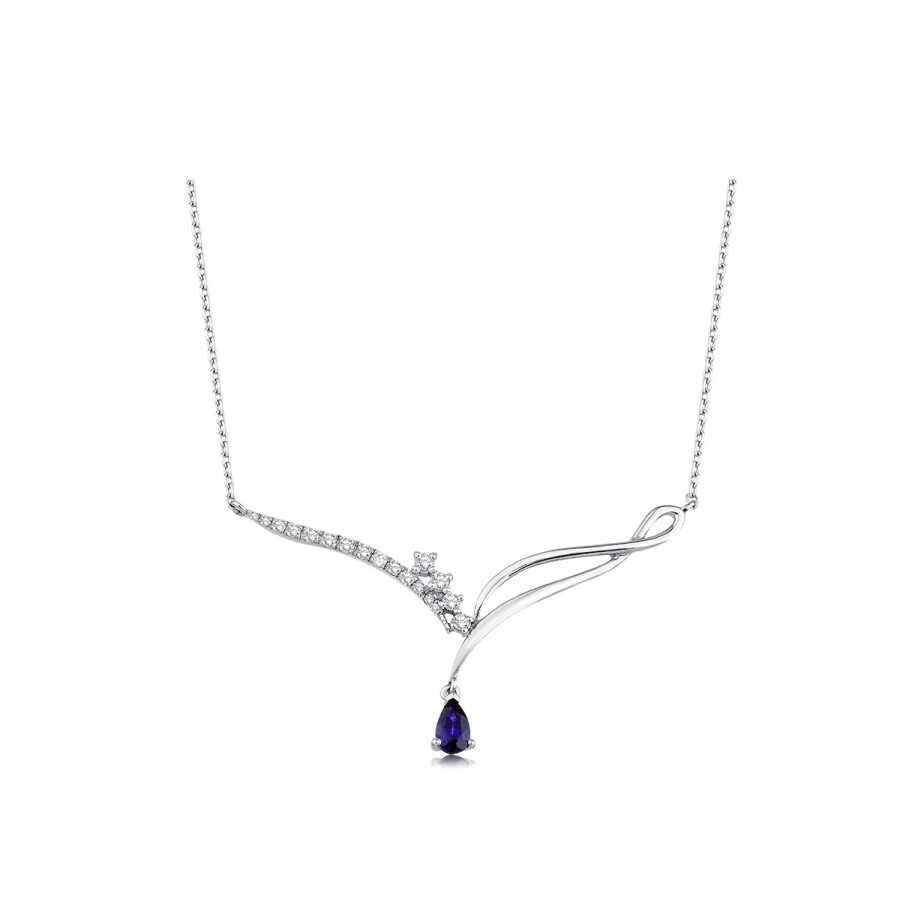 0.46 Karat Pırlanta Safir Kolye
