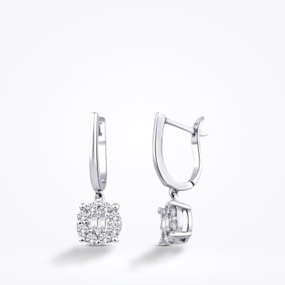 0.47 Karat Pırlanta Baget Trend Küpe - 1