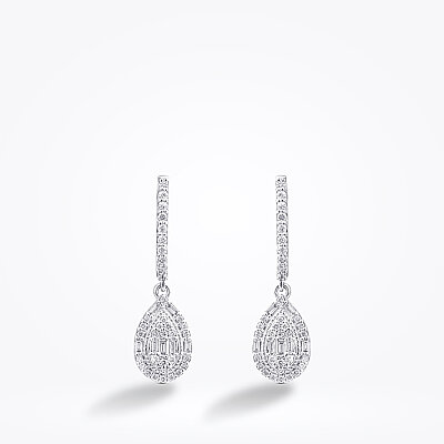 0.47 Karat Pırlanta Damla Baget Küpe - 2