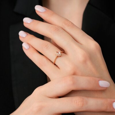 0.47 Karat Pırlanta Morganit Yüzük - 3