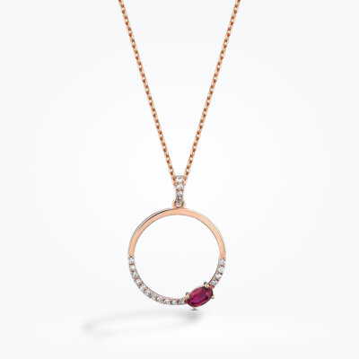 0.47 Karat Pırlanta Yakut Halka Kolye - Baroni Diamond (1)