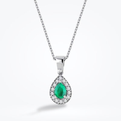 0.47 Karat Pırlanta Zümrüt Damla Kolye - 1