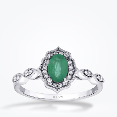 0.47 Karat Pırlanta Zümrüt Yüzük - 1