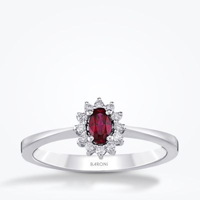 0.48 Karat Pırlanta Yakut Yüzük - 1