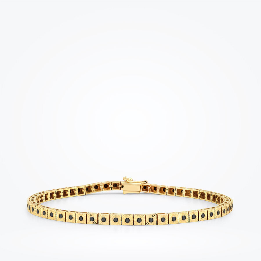 0.48 Karat Siyah Pırlanta Erkek Suyolu Bileklik - Baroni Diamond