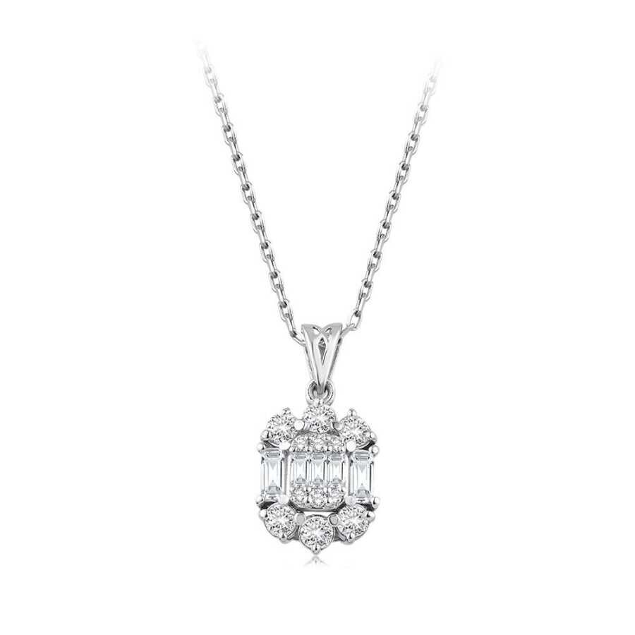0.49 Karat Pırlanta Baget Kolye - Baroni Diamond