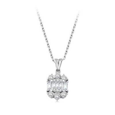 0.49 Karat Pırlanta Baget Kolye - Baroni Diamond