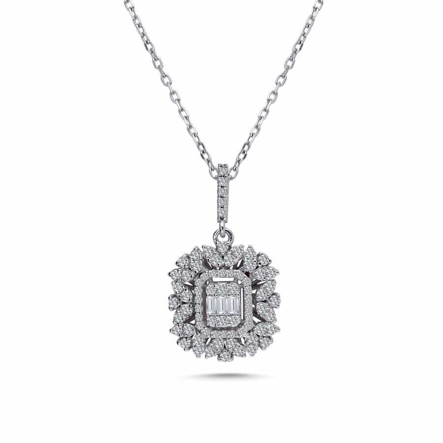 0.49 Karat Pırlanta Baget Kolye - Baroni Diamond