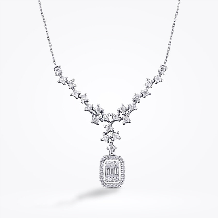 0.49 Karat Pırlanta Baget Kolye - Baroni Diamond
