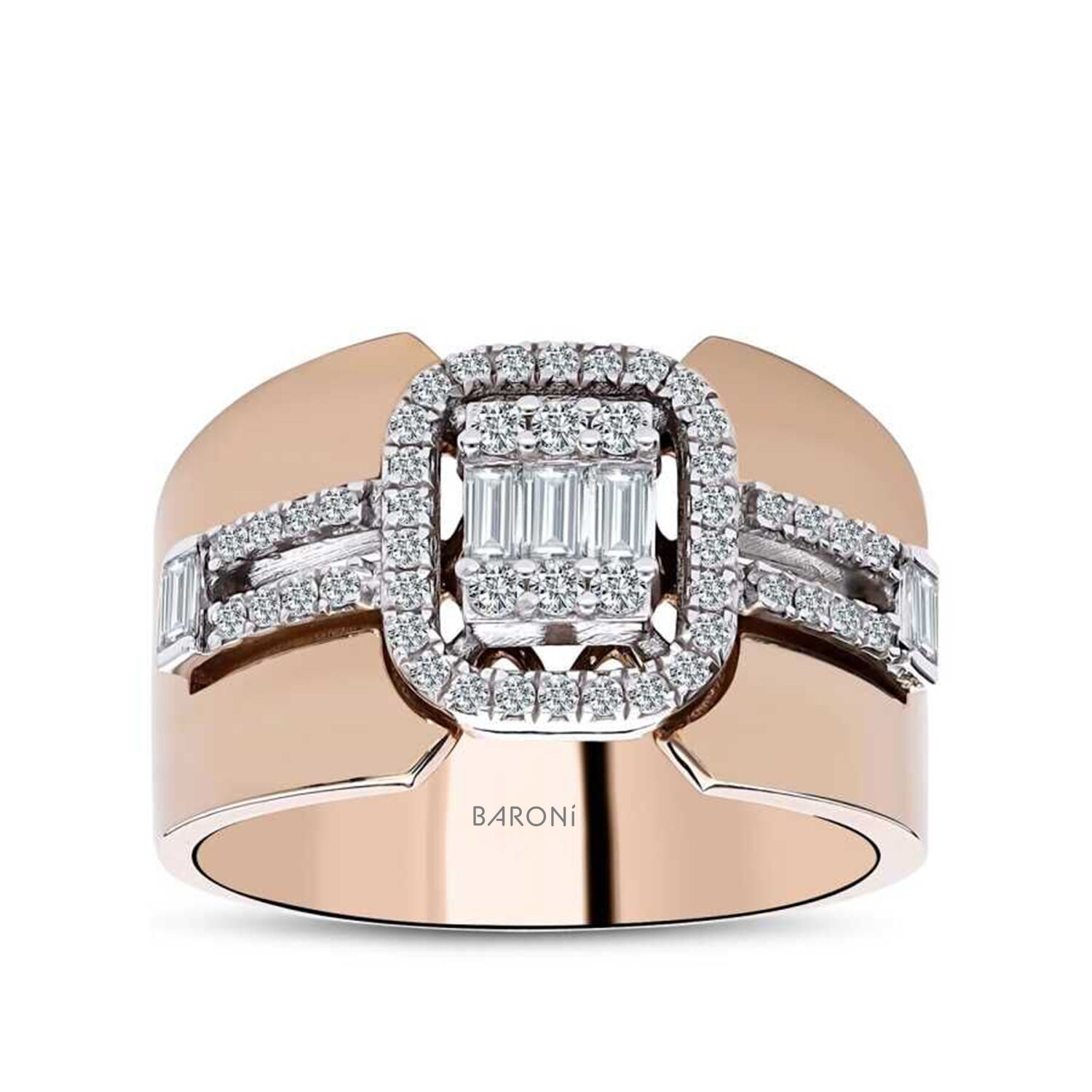 0.49 Karat Pırlanta Baget Rose Yüzük - Baroni Diamond