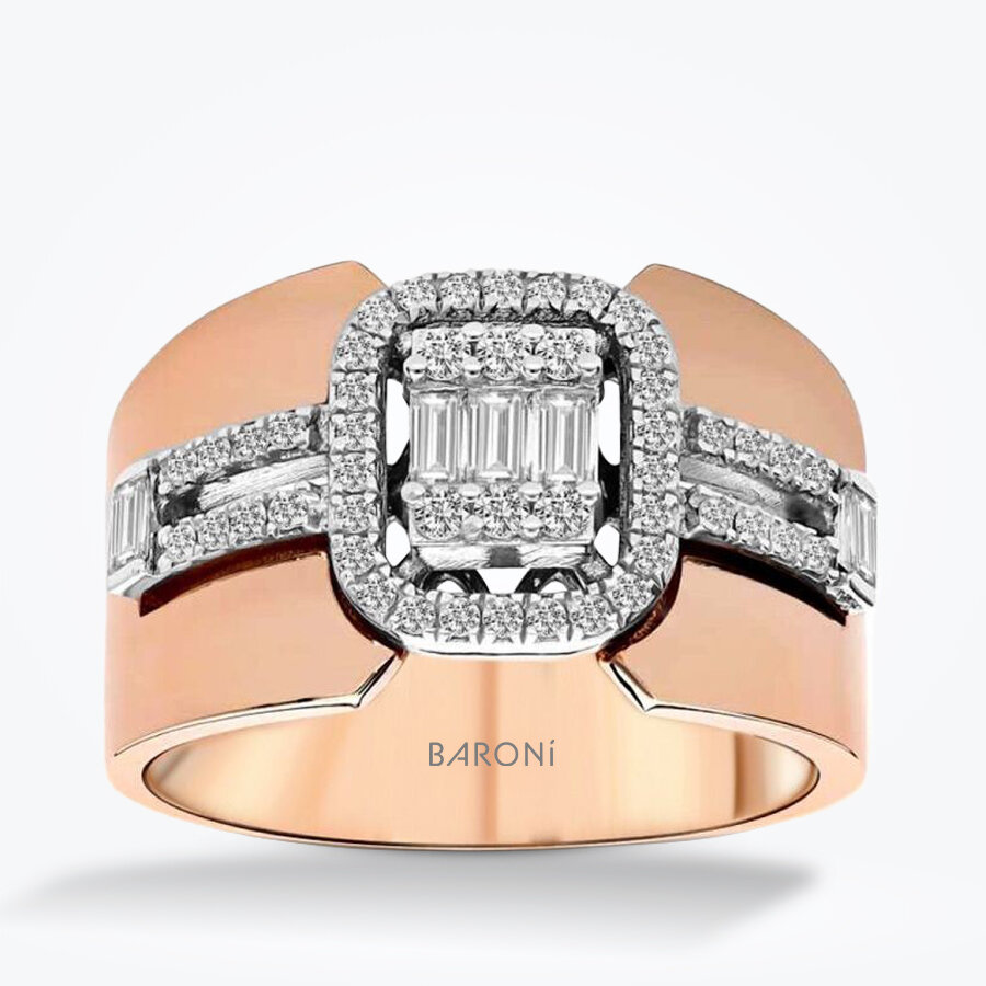 0.49 Karat Pırlanta Baget Rose Yüzük - Baroni Diamond