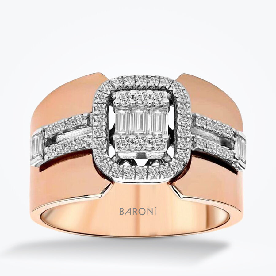 0.49 Karat Pırlanta Baget Rose Yüzük - Baroni Diamond