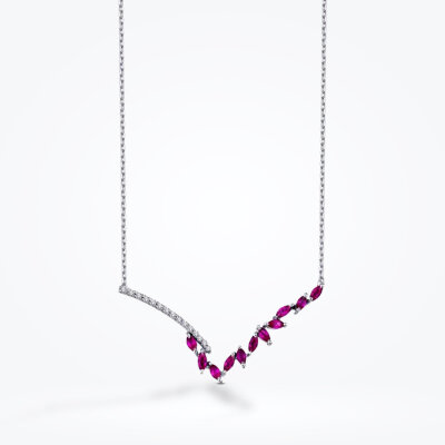 0.49 Karat Pırlanta Yakut Kolye - 1