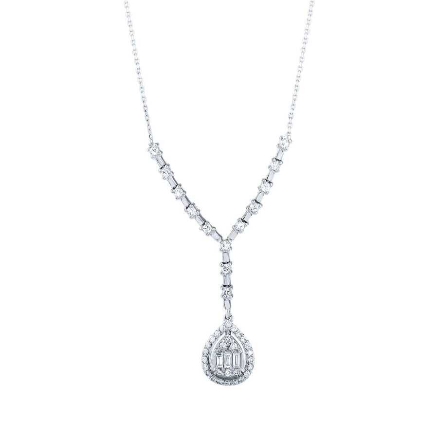0.50 Karat Pırlanta Baget Damla Kolye - Baroni Diamond