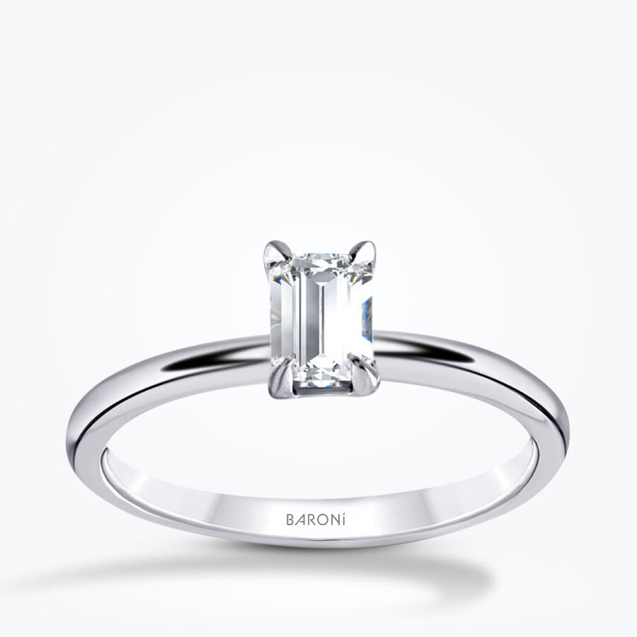 0.50 Karat Pırlanta Baget Tektaş Yüzük - Baroni Diamond