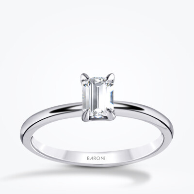 0.50 Karat Pırlanta Emerald Tektaş Yüzük - 1