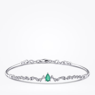 0.50 Karat Pırlanta Zümrüt Kelepçe - 1