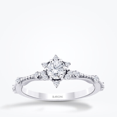 0.51 Karat Pırlanta Lotus Tektaş Yüzük - 1