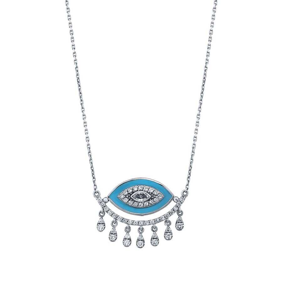 0.51 Karat Pırlanta Turkuaz Göz Kolye - Baroni Diamond