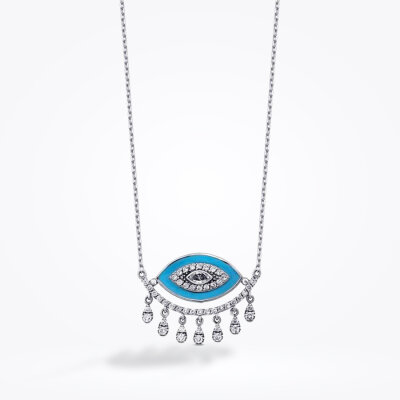 0.51 Karat Pırlanta Turkuaz Göz Kolye - Baroni Diamond (1)