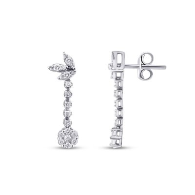 0.52 Karat Pırlanta Lotus Küpe - 1