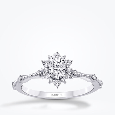 0.52 Karat Pırlanta Lotus Tektaş Yüzük - 1