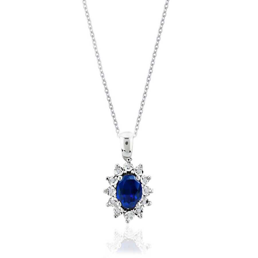 0.52 Karat Pırlanta Safir Kolye