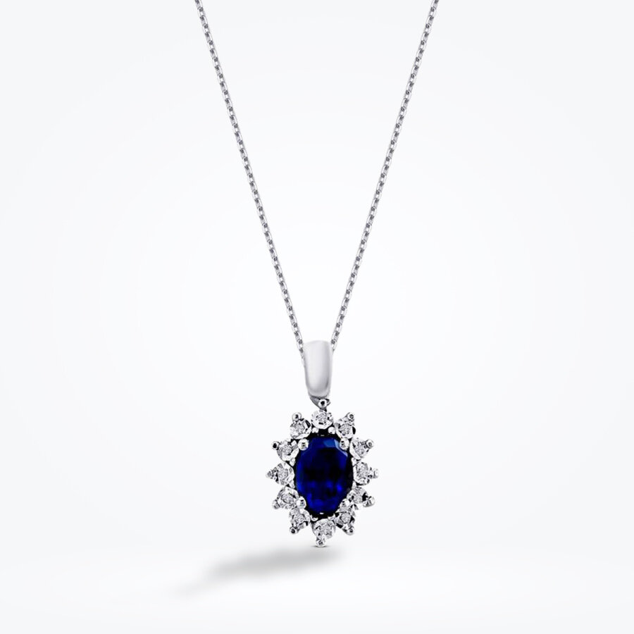 0.52 Karat Pırlanta Safir Kolye