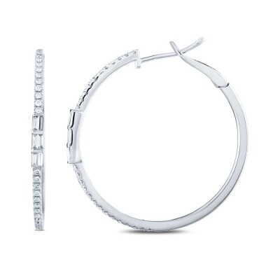 0.53 Karat Pırlanta Baget Taşlı Halka Küpe - 1