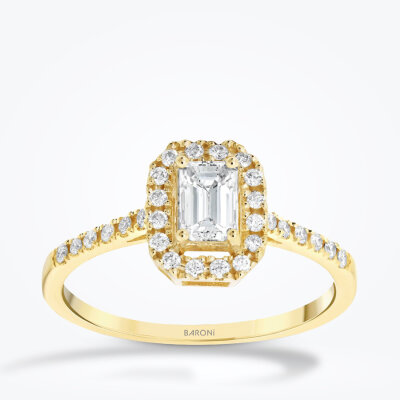 0.54 Karat Pırlanta Emerald Yüzük - 1