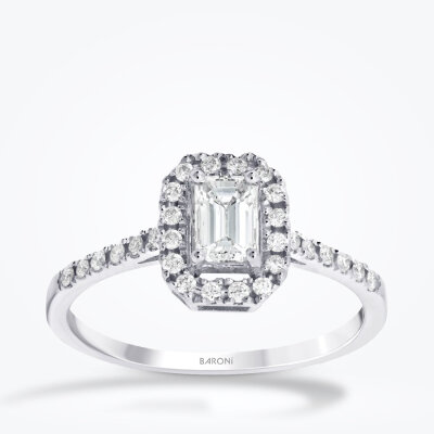 0.54 Karat Pırlanta Emerald Yüzük - 1