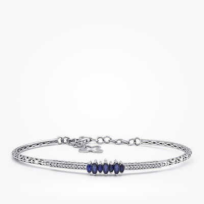 0.54 Karat Pırlanta Safir Kelepçe - 1