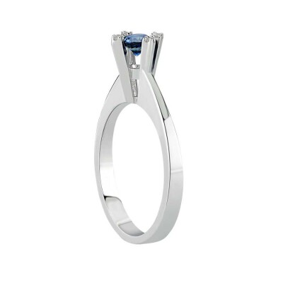 0.54 Karat Pırlanta Tektaş Safir Yüzük - 2