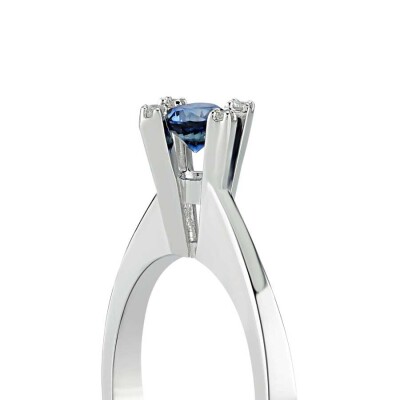 0.54 Karat Pırlanta Tektaş Safir Yüzük - 3