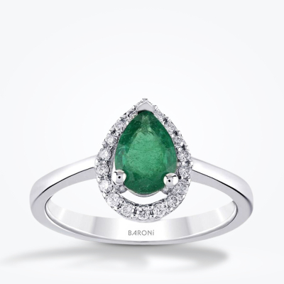 0.54 Karat Pırlanta Zümrüt Yüzük - 1