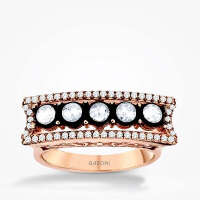 0.55 Karat Elmas Pırlanta Beştaş Yüzük - 1