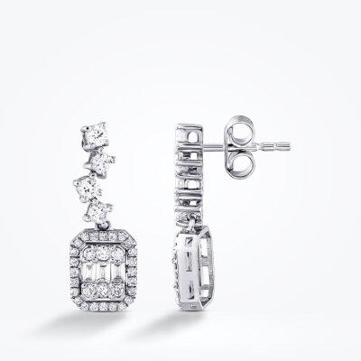 0.56 Karat Pırlanta Baget Küpe - 1