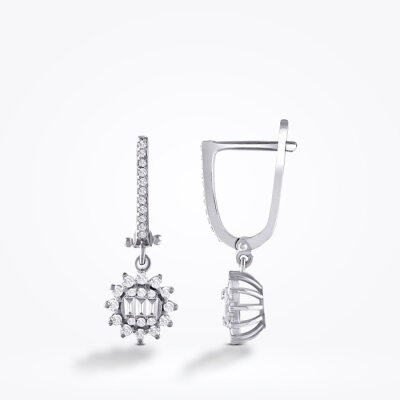 0.56 Karat Pırlanta Baget Küpe - 1