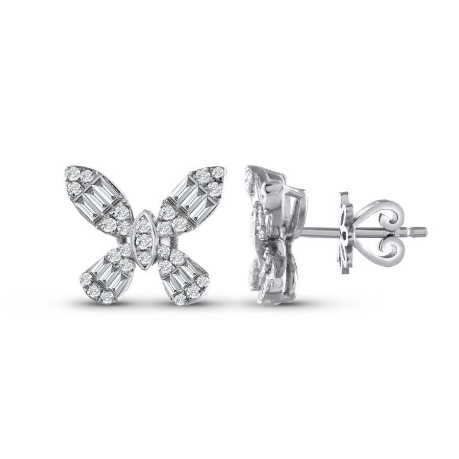 0.56 Karat Pırlanta Kelebek Baget Küpe - Baroni Diamond