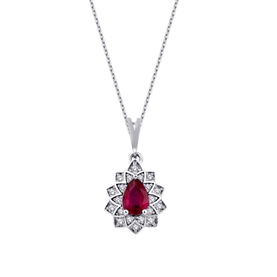 0.56 Karat Pırlanta Yakut Kolye - Baroni Diamond