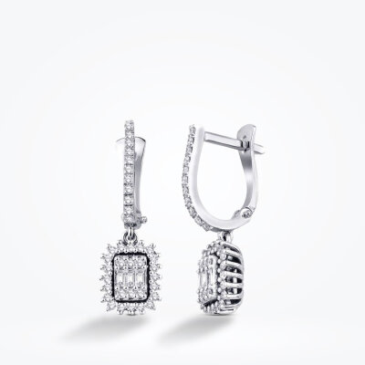 0.57 Karat Pırlanta Baget Küpe - 1