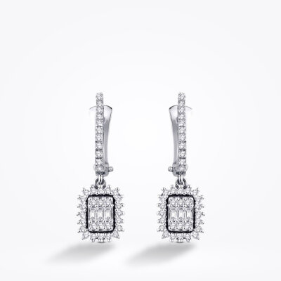 0.57 Karat Pırlanta Baget Küpe - 2