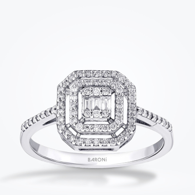 0.57 Karat Pırlanta Baget Yüzük - 1