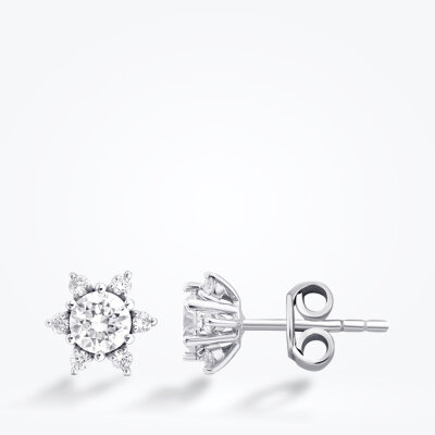 0.57 Karat Pırlanta Lotus Tektas Küpe - 1