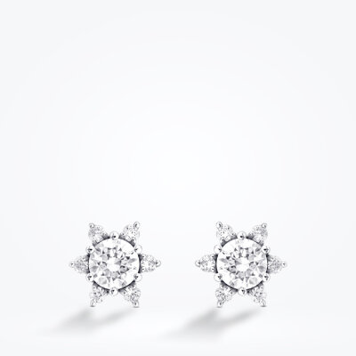 0.57 Karat Pırlanta Lotus Tektas Küpe - 2