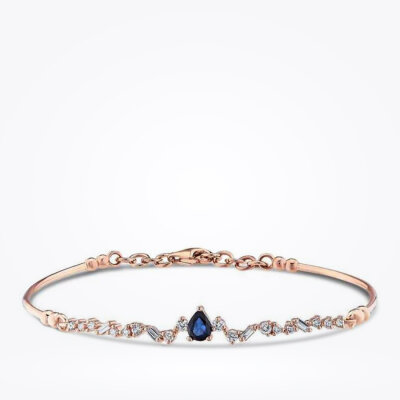 0.57 Karat Pırlanta Safir Kelepçe - 1