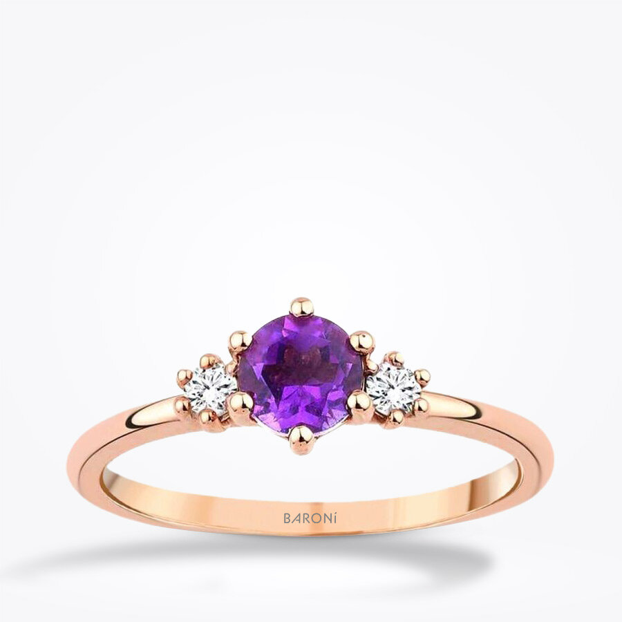 0.58 Karat Pırlanta Ametist Yüzük - Baroni Diamond