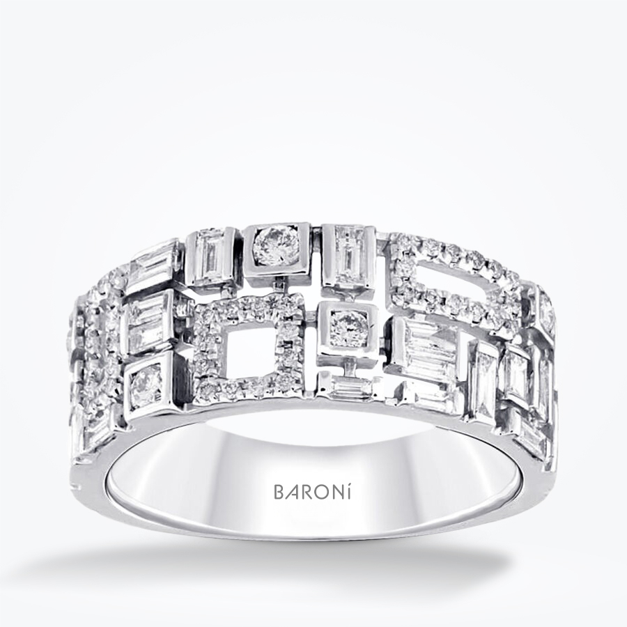 0.58 Karat Pırlanta Baget Yarımtur Yüzük - Baroni Diamond