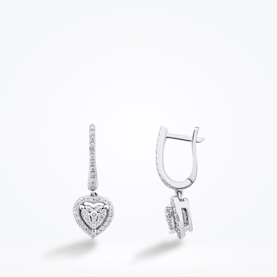 0.58 Karat Pırlanta Kalp Küpe - Baroni Diamond