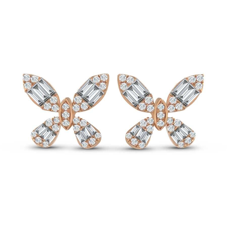 0.58 Karat Pırlanta Kelebek Baget Küpe - Baroni Diamond